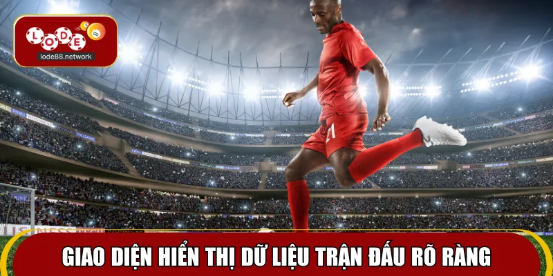 Giao diện hiển thị dữ liệu trận đấu rõ ràng