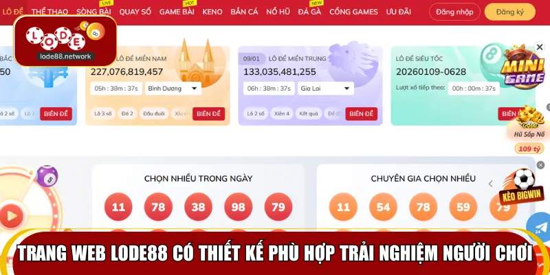 Trang web Lode88 có thiết kế phù hợp trải nghiệm người chơi